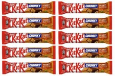 10 x KITKAT CHUNKY PEANUT BUTTER Chocolate Bars European Sweets Snacks 42g