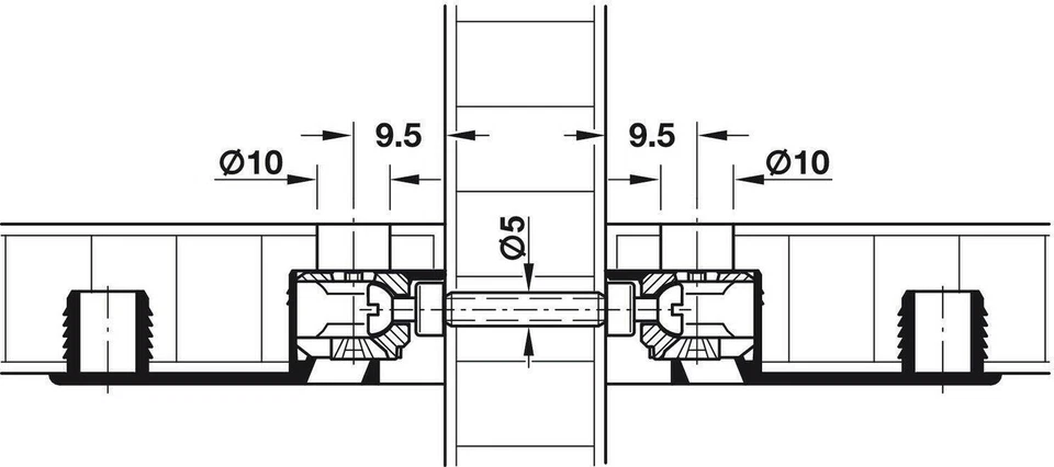 Häfele 20x Gewindehülse M4 Hülsenmutter Verbindungshülse Stahl Gewindemuffe - Bild 3 von 4