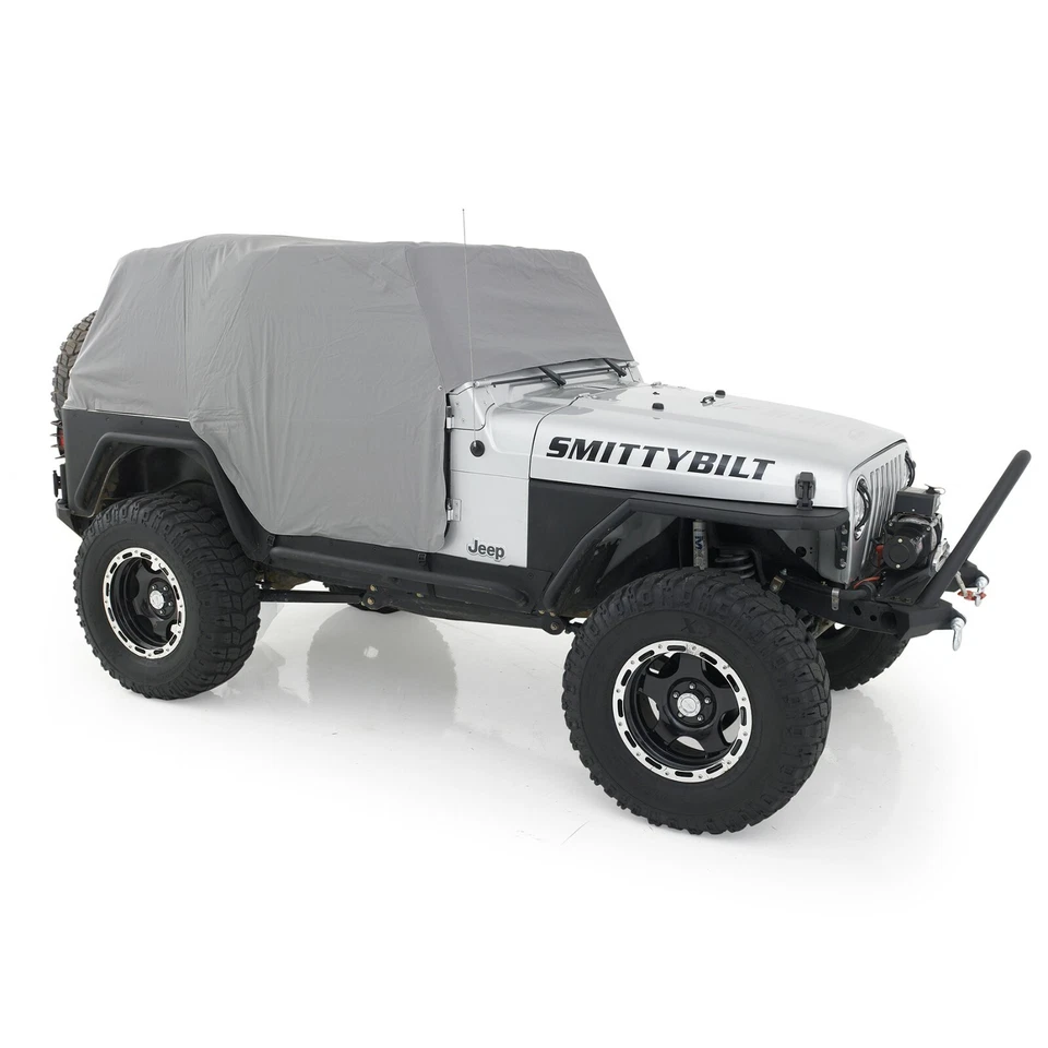 Smittybilt Gray Water-Resistant Cab Cover w/ Door Flaps For Jeep Wrangler TJ YJ - Image 3 of 4