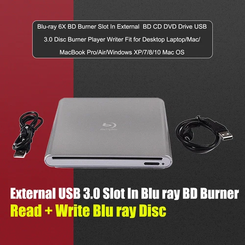 Genuine Burner External USB 3.0 Player DVD CD BD Recorder Cable Drive