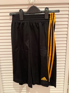 adidas black shorts with yellow stripes