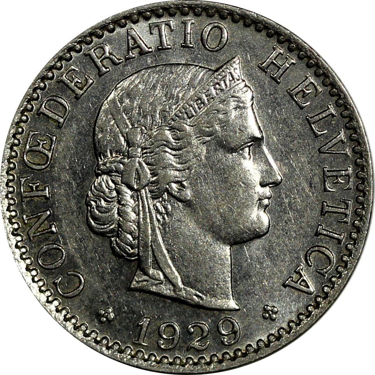 Switzerland 1929 B 20 Rappen UNC Condition CONFOEDERATIO