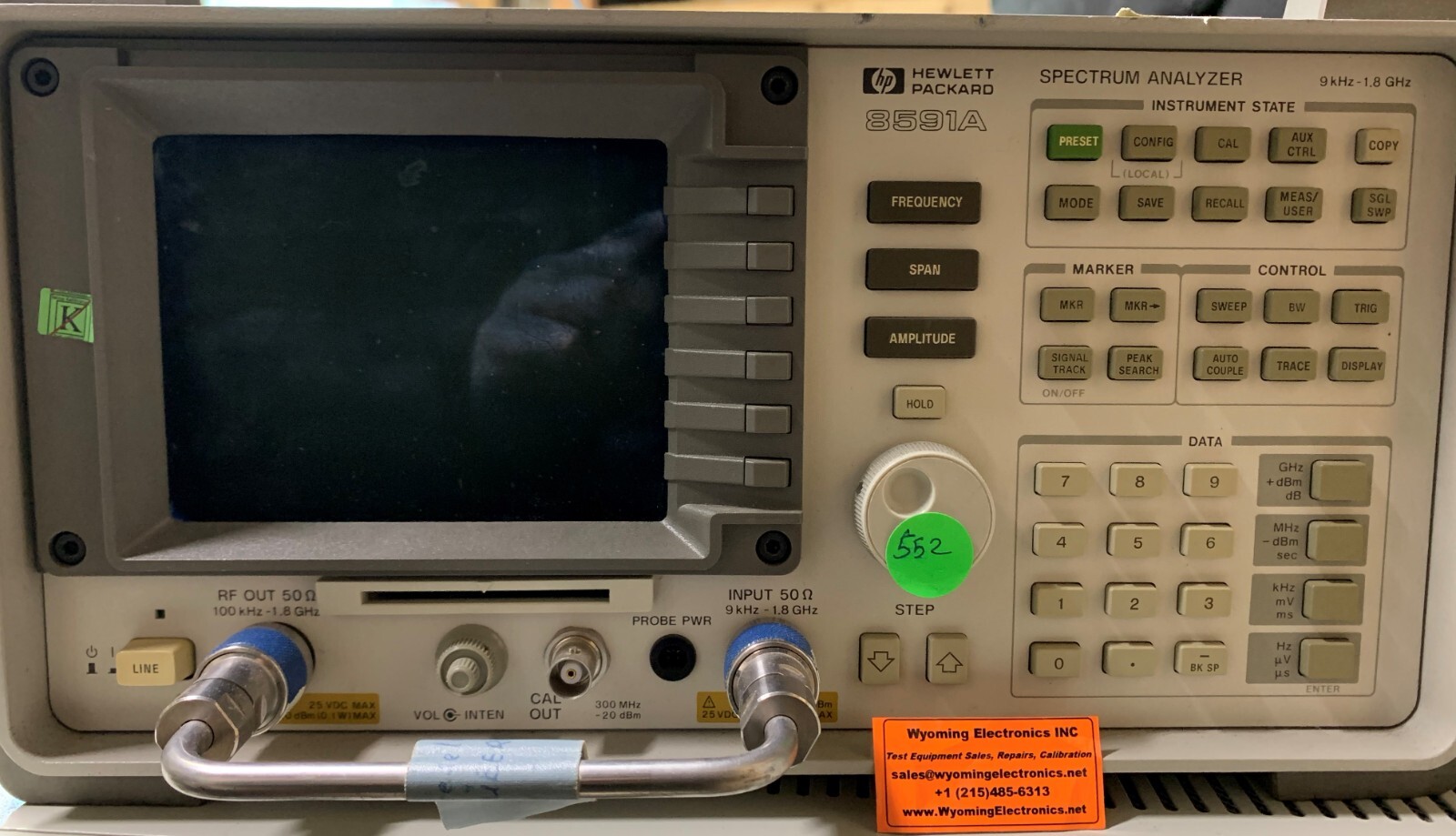 Hewlett Packard 8591A 9 kHz to 1.8GHz Spectrum Analyzer | Options 021 ...