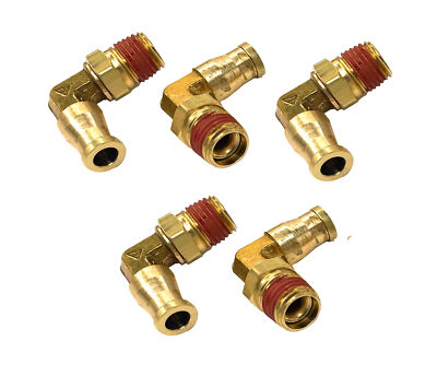 5x Push In To Easy Connect Brass Swivel Air Male Elbow Fitting 1/4 OD x 1/8 NPT