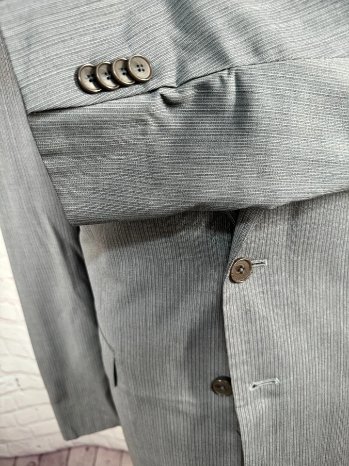 Chaqueta Blazer Abrigo Deportivo KENNETH COLE Para Hombres Gris Rayas ATHLETIC FIT 44R Foto 3 de 4