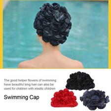 Women Children Flower Shape Fashion Elastic Swiming Hat Long Hair Swim Cap