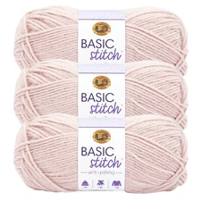 (3 Pack) Lion Brand Yarn 202-409F Basic Stitch Anti Pilling Yarn, Blush Heather