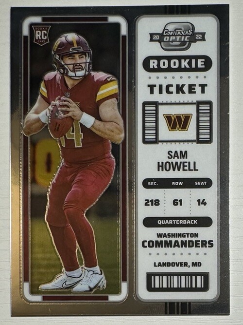 Sam Howell 2022 Panini Contenders Optic Rookie Ticket RC #90