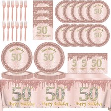 50th Birthday Decorations for Women,61Pcs Rose Gold 50th Birthday Decorations...