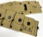 WWII US ARMY INFANTRY M1 GARAND RIFLE 10 POCKET AMMO BELT OD#3 KHAKI — photo 4