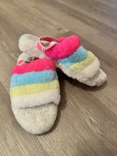 UGG Kid's Fluff Yeah Slides Slippers Size 1 Youth Slide On Cozy Comfy Back Strap