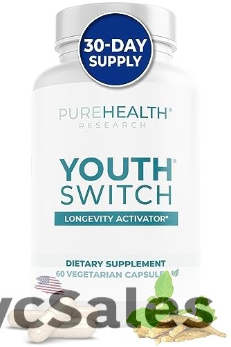 PUREHEALTH RESEARCH Youth Switch Anti-Aging Supplement 60 Capsules  