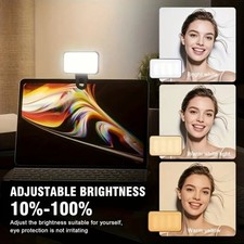 Portable Rechargeable LED Ring Light Clip for Phone Camera, 3 Modes, USB/Battery