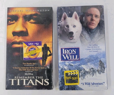 Remember the Titans (Denzel Washington/Will Patton) & Iron Will VHS Disney NEW!