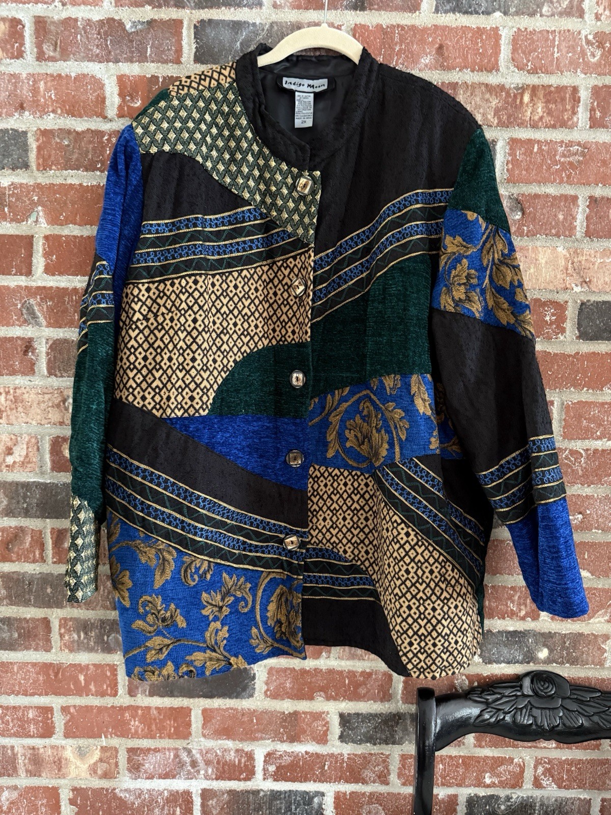 Indigo Moon Jacket Chic Floral Patchwork Funky Ar… - image 2