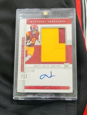 Panini 2021 NT Collegiate Silhouettes Amon-Ra St. Brown RC Auto Mem #135/99 USC