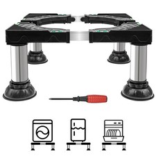 Washing Machine Stand, 21-24cm Adjustable Height Appliance Base with 4 Black