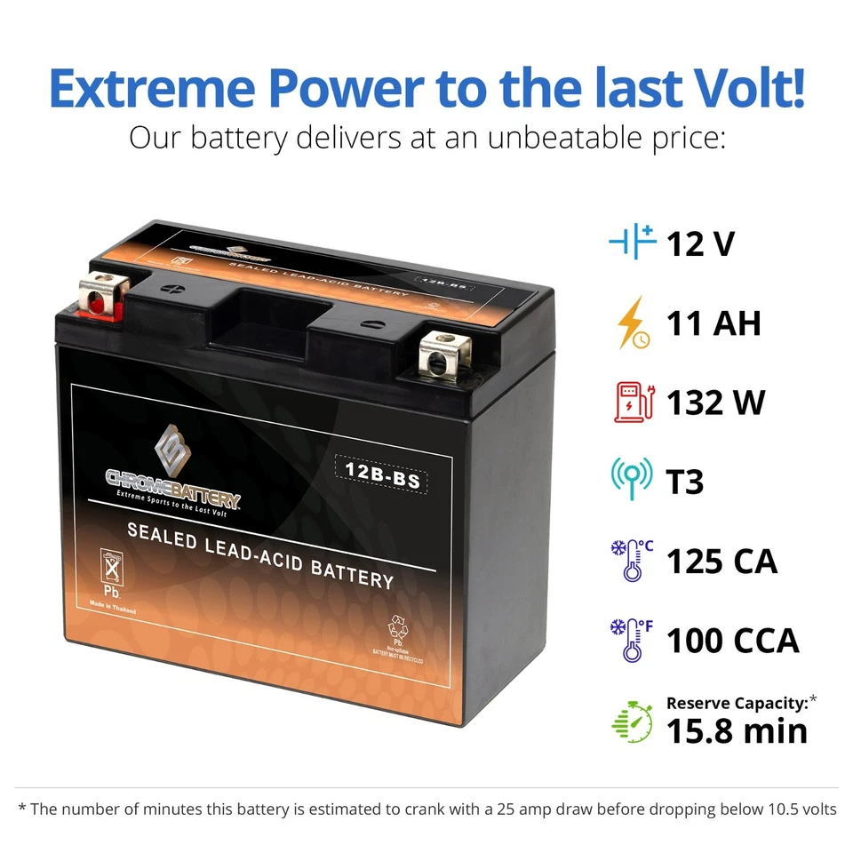 YT12B-BS High Performance - Maintenance Free - Sealed AGM Motorcycle Battery — 第 3/4 张图片