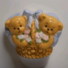 VTG C.R Gibson Childrens Night Light Bears in Basket Rare 3.5x4" Cottagecore EUC