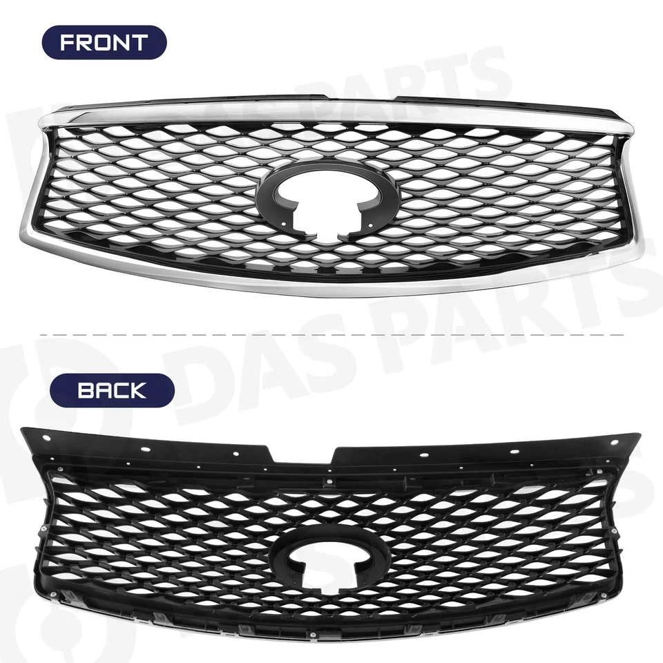 For 2016 2017 INFINITI QX50 Grey Black Front Bumper Upper Grille Grill Chrome Foto 2 de 4