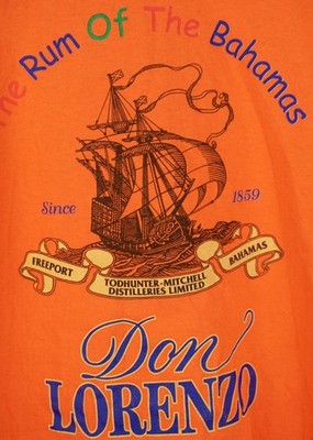 DON LORENZO MANGO RUM T SHIRT TEE BLUE ORANGE FREEPORT BAHAMAS MENS SIZE XL