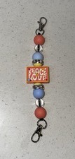 PEACE AND LOVE Phone Charm Silicone Beaded Phone/Tumbler Grip W/Attachments