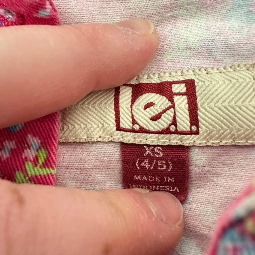 LEI Niñas Rosa Floral Bratz Recortado Denim Chaqueta Talla XS (4/5) Jean Trucker Abrigo Foto 3 de 4