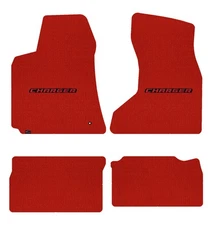 Lloyd Velourtex Front & Rear Mats for '06-10 Charger w/Red on Black Charger