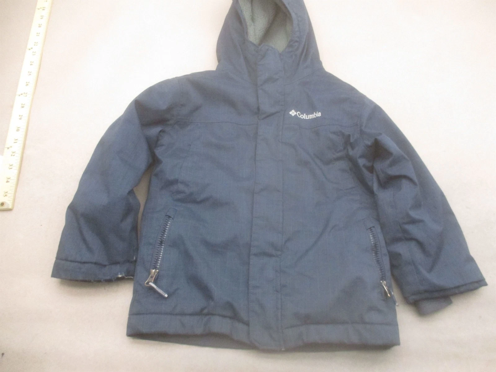 Columbia Size XXS (4/5) Boys Blue Insulated Fleece Hooded Full Zip Jacket 877