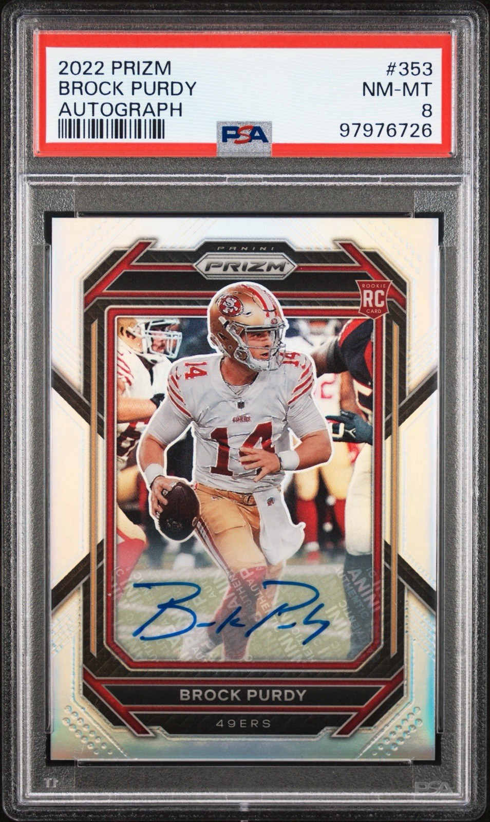 2022 Panini Prizm Brock Purdy Auto PSA 8 #353