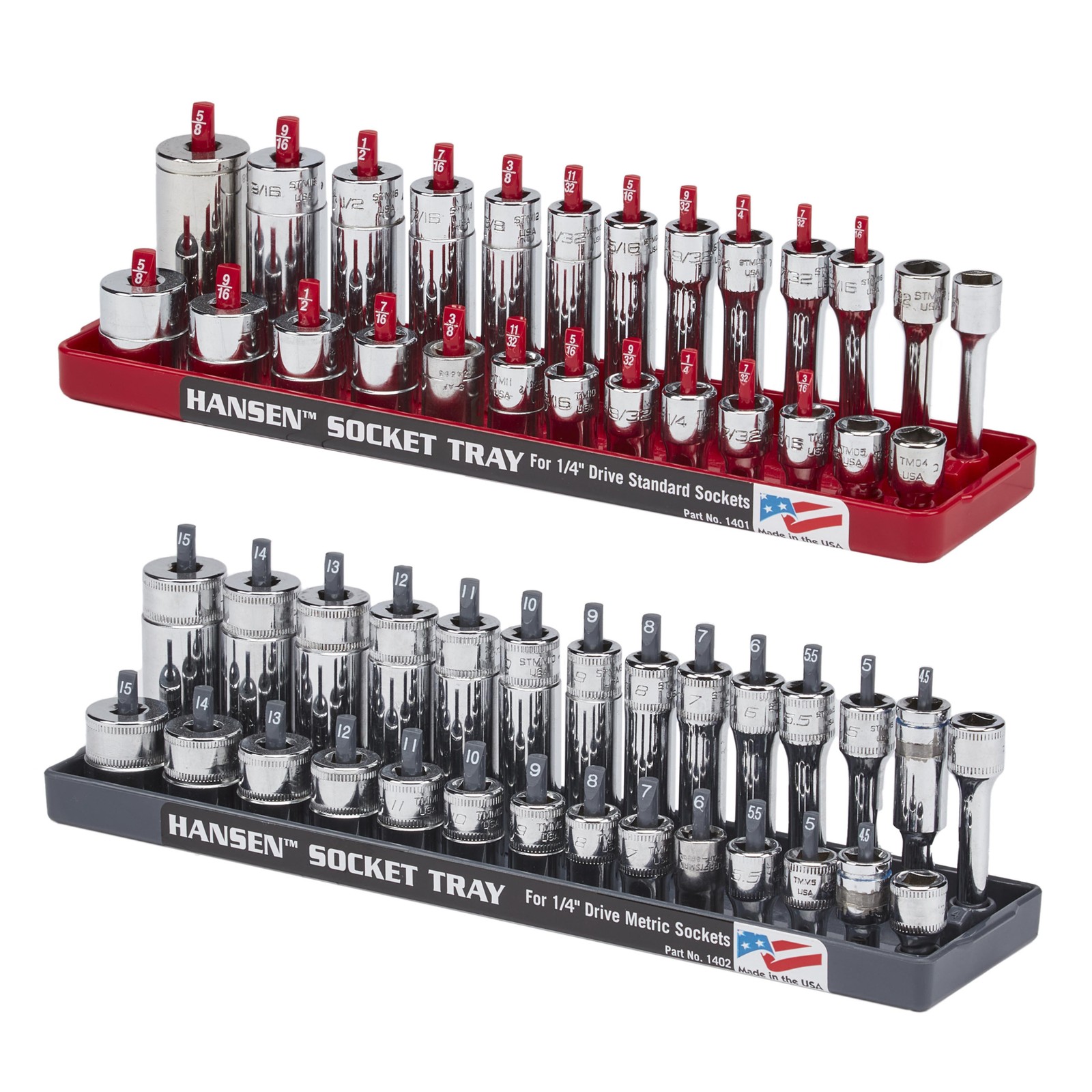 Hansen Global Socket Trays, 1/4in. Drive, 2-Pc. Set