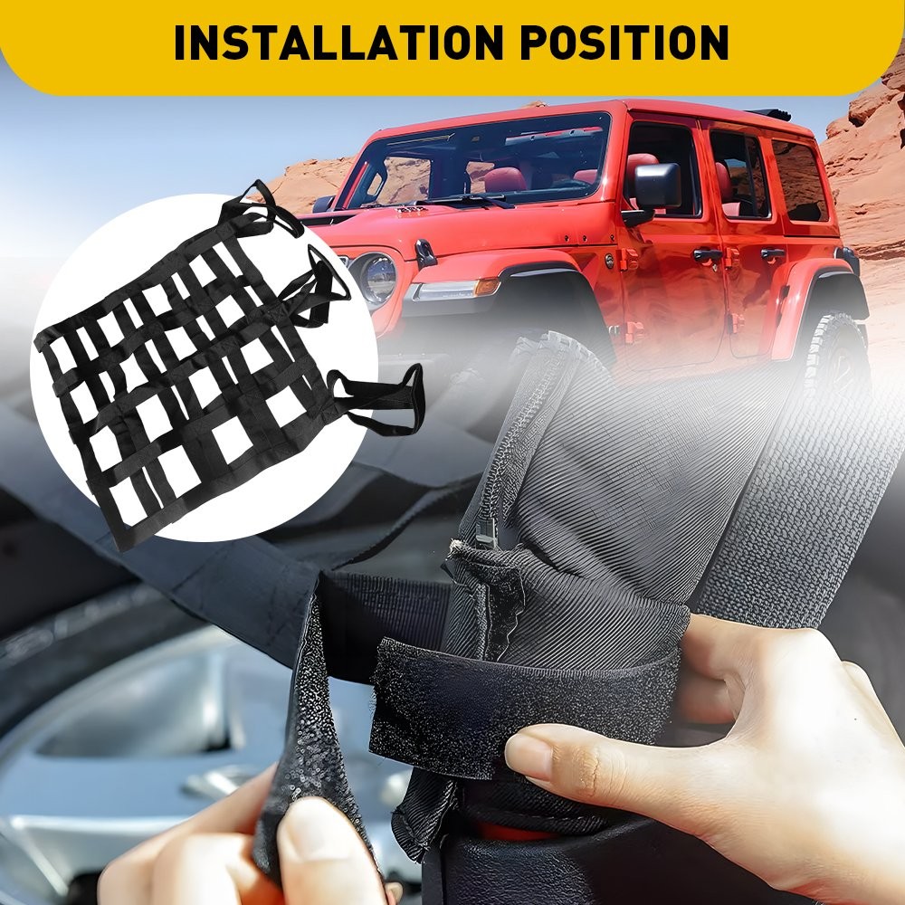 Mesh Cargo Net Roof Top Netting Hammock for 1987-24 Jeep Wrangler YJ TJ JK JL A thumbnail 4