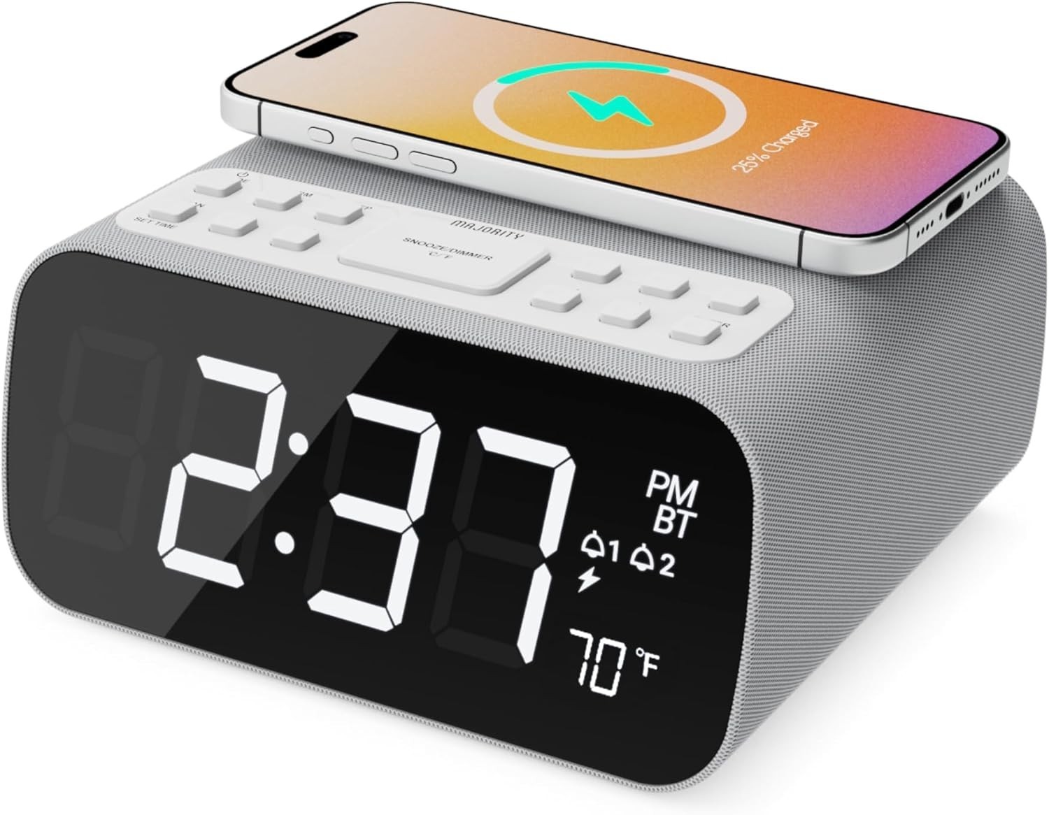 Majority Darwin FM Clock Radio with Bluetooth & 10W Wireless