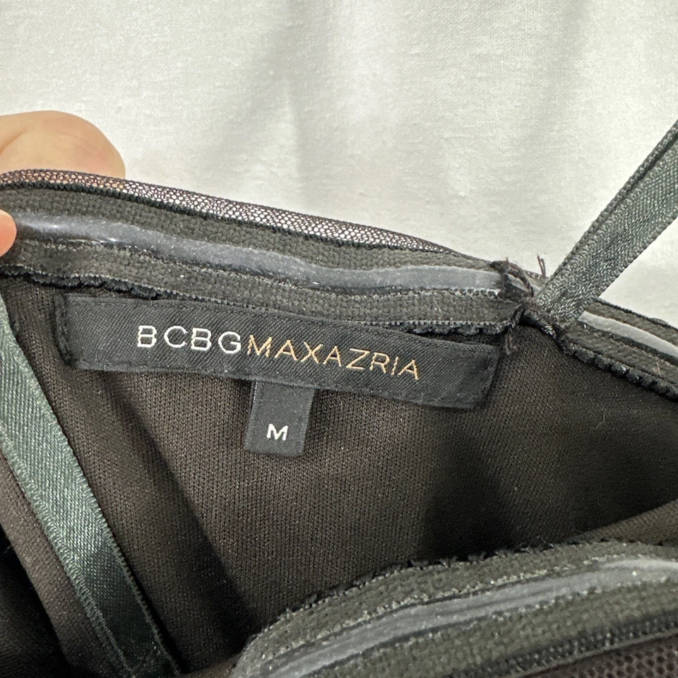 Vestido BCBGMaxazria Marrón Lunares Acanalado Sin Tirantes Aline Para Mujer Talla 6 Cóctel Foto 3 de 4