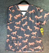 Carhartt Women's Scrub Force Pocket Rugged Flex V-Neck Print Top Size Medium NWT