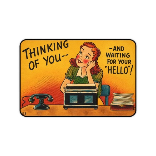Thinking of You Typist Desk Mat | Retro Vintage Office Art