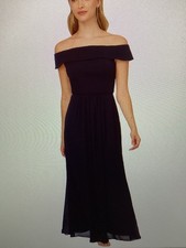 Adrianna Papell Women's Off-The-Shoulder Mikado Gown Midnight