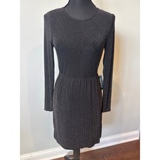 ModCloth Shimmer Metallic On Show Faux Wrap Dress Black Women's XS NWT