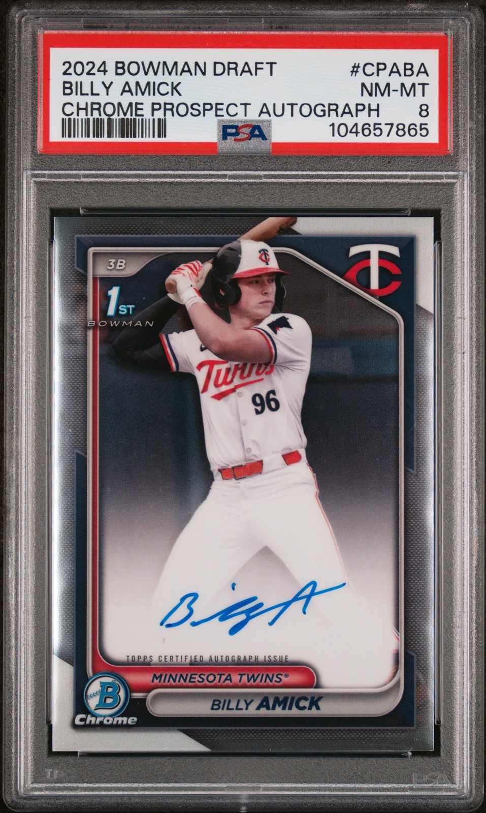 2024 BOWMAN DRAFT CHROME PROSPECT AUTO #CPABA BILLY AMICK PSA 8