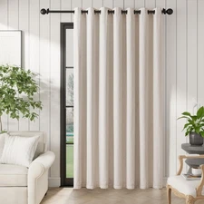 Linen Blackout Curtain Durable Thick for Living Room 100% Blackout Patio Door...