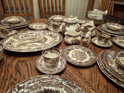 ROYAL WORCESTER PALISSY GAME Birds 78 Pcs RARE Full Serve Fr 8 HARRODS of LONDON