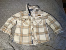 Eddie Bauer Flannel Heavy Shirt Boys 18 M Sherpa Lined Snap Front Shacket Jacket