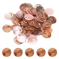 60Pcs Shell Beads for Jewelry Making, Flat Shell Coin, Pink