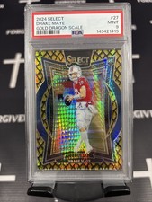 2024 Panini Select Drake Maye Rookie Dragon Scale Gold Concourse /10 PSA 9