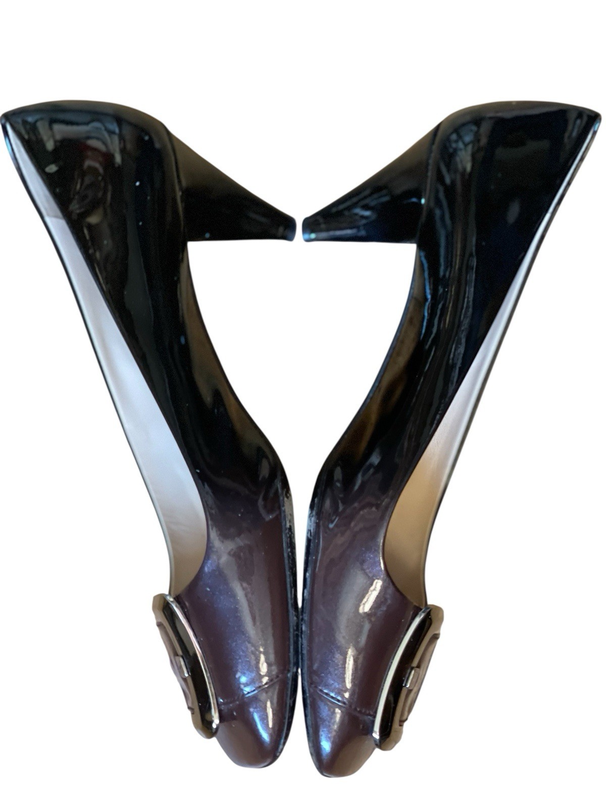 PRADA Black Patent Logo Buckle Low Heel Pumps, EU 38 , US 7 thumbnail 3