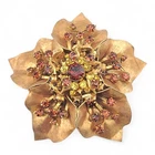 Vintage Signed MIRIAM HASKELL Floral Brooch Russian Gold & Cognac Rhinestone