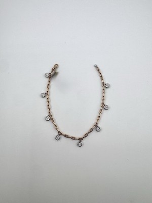 18k Two Tone Dangling Diamond By The Yard Bracelet