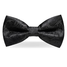 Mens Pre-tied Paisley Bow Tie for Wedding Party Adjustable Bowties Black