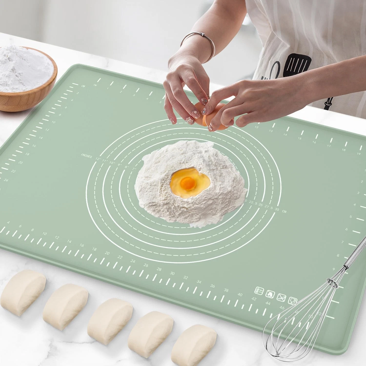 Silicone Baking Mat 24" x 16", Extra Thick Dough Rolling Mat with Measurement...
Opens in a new wind