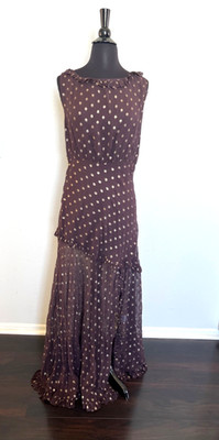 Rixo London Barrette midi dress UK14/US10 chocolate brown polka dot print
